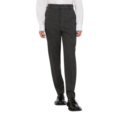 THE EMBROIDERED WOOL CANVAS PANTS